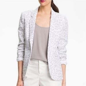 Like new Joie Mehira White & Grey Leopard Linen Blazer Jacket 12